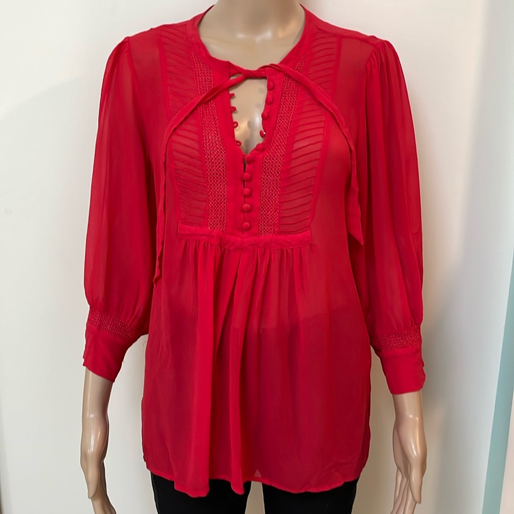 Joie chiffon medium top orange coral blouse